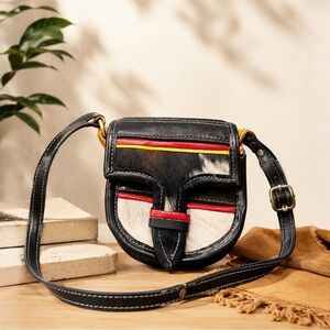 Tex Tan Cowhide Hair On Leather Mini Shoulder Bag Western Style
